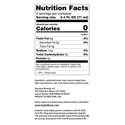 Hybrid Tonic Mango Haze Nutritional Facts
